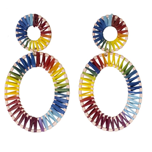 Oval Shape Metal Frame Bold Hoop Statement Earrings for Women 